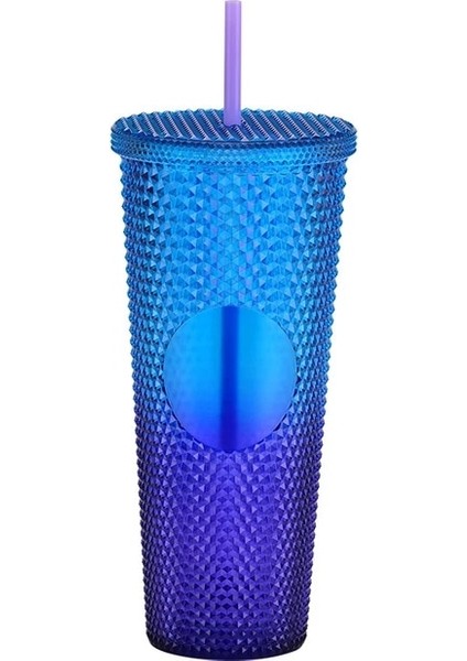 38 701-800ML 710MLÇIVILI Tumbler Kahve Fincanı Yaz Soğuk Su Şişesi Çift Duvarlı Plastik Durian Elmas Pipetli Bardak Sevimli Su Şişesi (Yurt Dışından)