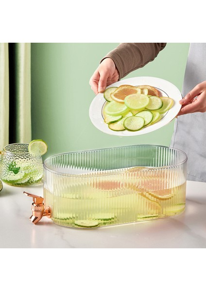 Yeşil Kare 4l Büyük Soğuk Su Isıtıcısı Buzdolabı Musluklu Limonata Şişesi Drinkware Su Isıtıcısı Pot Içecek Sebili Ev Soğuk Su Sürahisi Kova (Yurt Dışından)