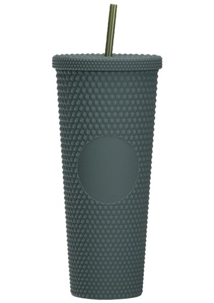 Gri Yeşil 00 710ML 700ML 24OZ Çivili Bardak Bardak Çift Duvar Plastik Siyah Altın Yağ Kaygan Degrade Pembe Bling Çivili Pipetli Bardak (Yurt Dışından)