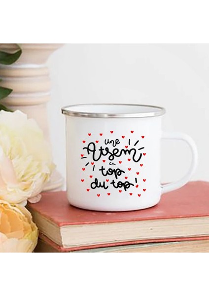 XH3859-A015WH-8 Merci Maîtresse/atsem Baskı Kahve Kupa Yaratıcı Emaye Bardak Içecekler Su Süt Kupası Kupa Okul Ev Kolu Drinkware Öğretmen Hediyeler (Yurt Dışından)