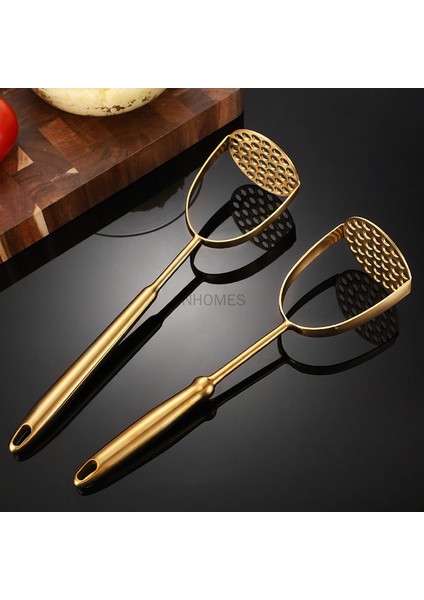 J Altın Paslanmaz Çelik Patates Ezici Ahşap Saplı Sebze Meyve Presi Sarımsak Kırıcı Ricer Püresi Mutfak Aksesuarları Pişirme Aracı (Yurt Dışından) fiyatları