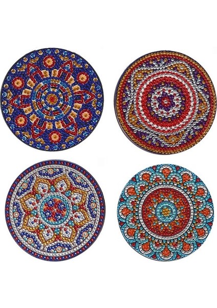 4 Adet 10 cm 4 Adet Soyut Datura Çiçekler Bohem Baskılı Mümkün Paspaslar Vintage Elmas Boyama Yalıtımlı Bardak Bardak Bir Kase Çay ve Kahve (Yurt Dışından)