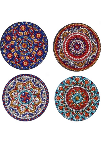 4 Adet 10 cm 4 Adet Soyut Datura Çiçekler Bohem Baskılı Mümkün Paspaslar Vintage Elmas Boyama Yalıtımlı Bardak Bardak Bir Kase Çay ve Kahve (Yurt Dışından)