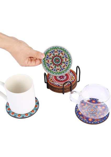 4 Adet 10 cm 4 Adet Soyut Datura Çiçekler Bohem Baskılı Mümkün Paspaslar Vintage Elmas Boyama Yalıtımlı Bardak Bardak Bir Kase Çay ve Kahve (Yurt Dışından)