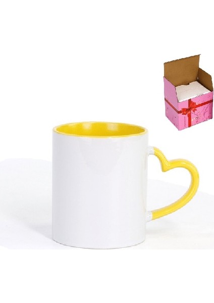 Yellow-2 350 ml Seramik Kupa Dıy Fotoğraf Kalp Şekli Kolu ve Iç Renkler Süt Kahve Fincanı Özelleştirilmiş Resimler Logo Adı Metin Yaratıcı Kesim Hediyeler (Yurt Dışından)
