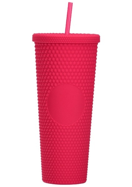 Gül Kırmızı 710 ml Kaliteli Mat Kaplama Çift Duvar Dıy 700 ml 710 ml 22 Oz 24 Oz Plastik Çivili Durian Fincan Saman Bardak Bardaklar Kendi Logo Etiketi ile (Yurt Dışından)