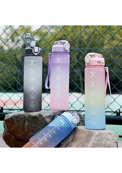Saman 1l 1 Litre Motivasyon Su Şişesi Samanlı Zaman Işaretleyici ile Sızdırmaz Spor Su Şişesi Spor Salonu Kamp Turu Için (Yurt Dışından) fiyatları