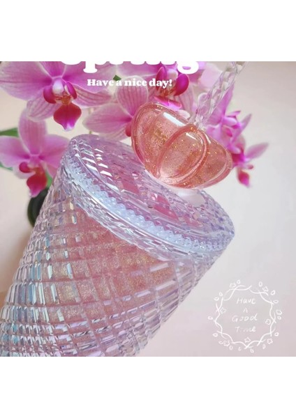 Pembe 701-800ML Elmas Radyant Tanrıça Fincan Logo ile 710ML Yaz Soğuk Su Bardağı Pipetli Tumbler Çift Katmanlı Plastik Durian Kahve Kupa (Yurt Dışından)
