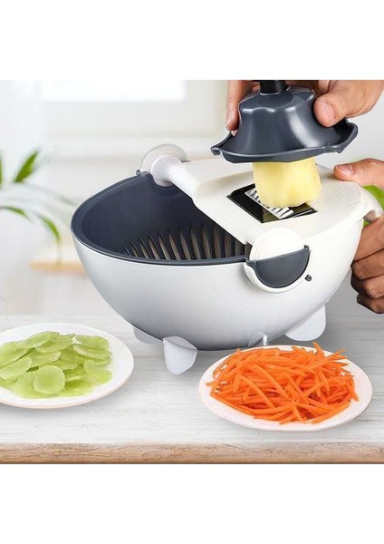 Beyaz 9 In 1 Çok Fonksiyonlu Sebze Kesici Drenaj Sepeti ile Sihirli Döndür Kevgir Sebze Taşınabilir Dilimleme Kıyıcı Sebze Araçları (Yurt Dışından) fiyatları