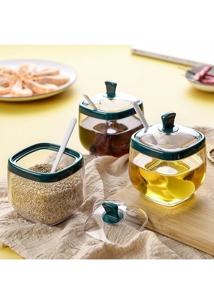 Şeffaf Yeşil Baharat Şişesi Plastik Baharat Kavanoz Kaşık Tuzluk Şeker Kabı Sos Kase Dağıtıcı Baharat Rafı Mutfak Aletleri (Yurt Dışından) indirimleri