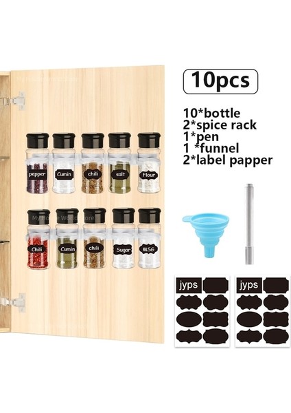 10 Adet Raf ile 5/10/15/20 Adet Kavanoz Baharat Tuz ve Biber Çalkalayıcı Baharat Kavanozu Baharat Organizatör Plastik Barbekü Çeşni Mutfak Gadget Aracı (Yurt Dışından)