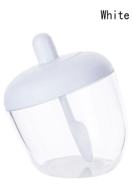 Beyaz 1 Pc Mutfak Dairesel Nem Geçirmez Toz Baharat Kavanoz Baharat Kapları Kaşıkla Gıda Sınıfı Plastik Şeffaf Yaratıcı Kutu (Yurt Dışından)