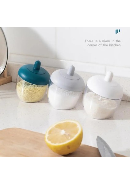Beyaz 1 Pc Mutfak Dairesel Nem Geçirmez Toz Baharat Kavanoz Baharat Kapları Kaşıkla Gıda Sınıfı Plastik Şeffaf Yaratıcı Kutu (Yurt Dışından) modelleri
