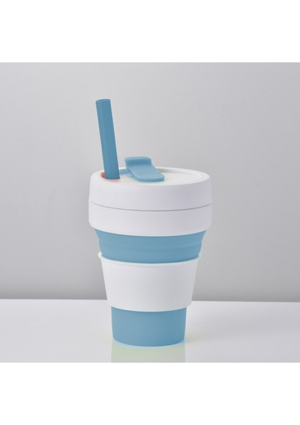 Mavi 301-400 ml Gıda Sınıfı Silikon Malzeme Açık Seyahat Taşınabilir Katlanabilir Silikon Kahve Yaratıcı Hediye Spor Shrink Kupa Açık Seyahat (Yurt Dışından)