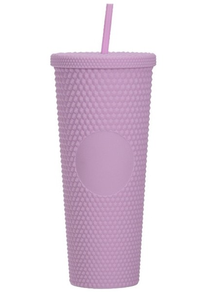 Açık Mor 710ML Ater Şişe 710ML Yaz Caneca Su Bardağı Plastik Kapaklı ve Pipetli Boba Diamond Kahve Kupa Su Şişesi Bardakları Bubble Tea Makaro (Yurt Dışından)