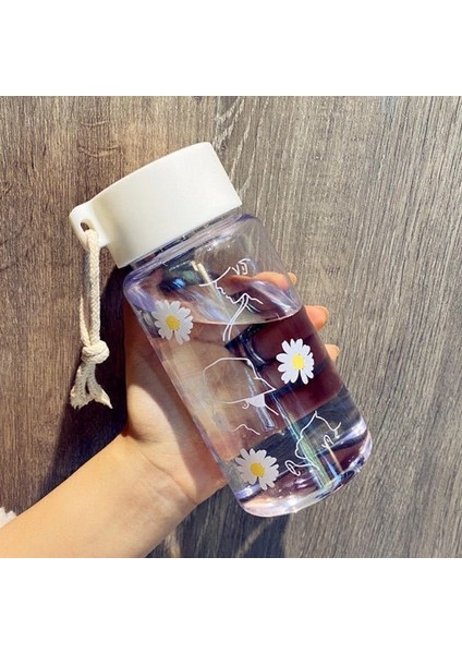 3 Çiçek Şeffaf 500ML 500ML Küçük Papatya Plastik Su Şişeleri Şeffaf Buzlu Su Bardağı Bpa Içermeyen Su Şişesi Taşınabilir Halat Seyahat Su Şişesi (Yurt Dışından)