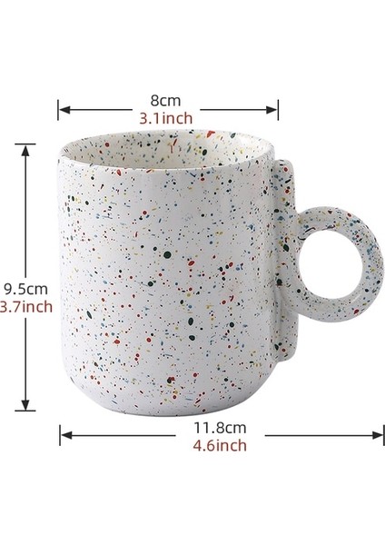 Düğüm Kolu 301-400 ml Iskandinav Susam Nokta Seramik Kupa Kahve Fincanı Yaratıcı Sevimli Buz Kahve Fincanı Espresso Kupa Bardak Su Porselen Mutfak Drinkware (Yurt Dışından)