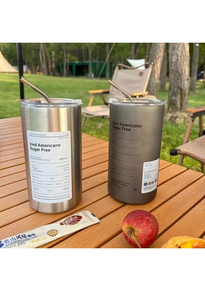 600 ml Yeni Paslanmaz Çelik Buzlu Amerikan Kahve Fincanı 304 Paslanmaz Çelik Vakum Çift Katmanlı Saman Bardak Latte Yalıtım Fincan (Yurt Dışından)