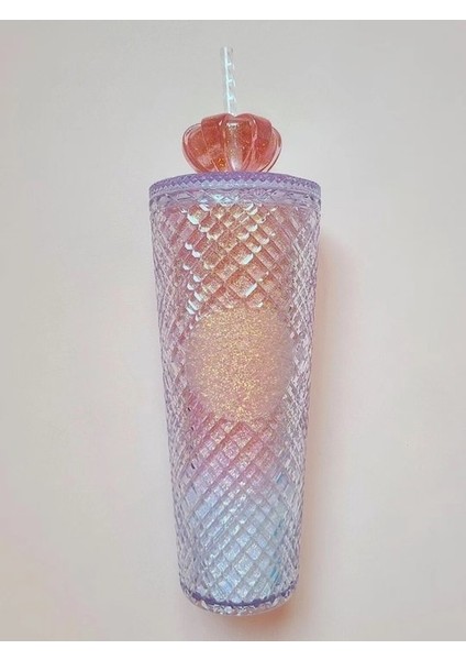 Taç Bardak 701-800ML Elmas Radyant Tanrıça Fincan Logo'lu 710ML Yaz Soğuk Su Bardağı Pipetli Bardak Çift Katmanlı Plastik Durian Kahve Kupa (Yurt Dışından)