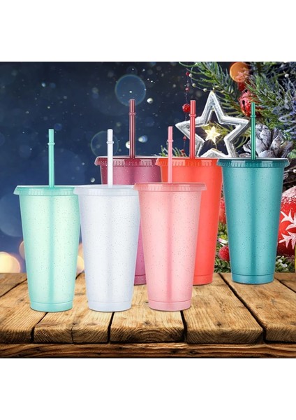 Mor 2 Adet 1/2 Adet Flaş Toz Su Pipetli Şişe Kapaklı Plastik Yeniden Kullanılabilir Kişiselleştirilmiş Açık Drinkware Suyu Kahve Noel Pipetli Bardak (Yurt Dışından)