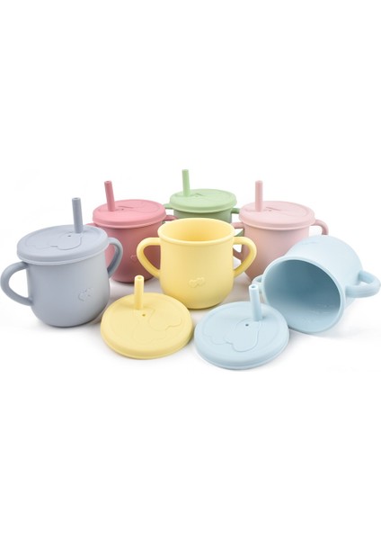 Y14 Bebek Eğitim Fincan Gıda Sınıfı Silikon Damlatmaz Bardaklar Sızdırmaz Içme Samanı Bardak Besleme Drinkware Toksik Olmayan Bardak Sofra (Yurt Dışından)