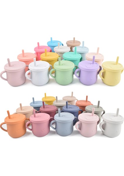 Y14 Bebek Eğitim Fincan Gıda Sınıfı Silikon Damlatmaz Bardaklar Sızdırmaz Içme Samanı Bardak Besleme Drinkware Toksik Olmayan Bardak Sofra (Yurt Dışından) modelleri