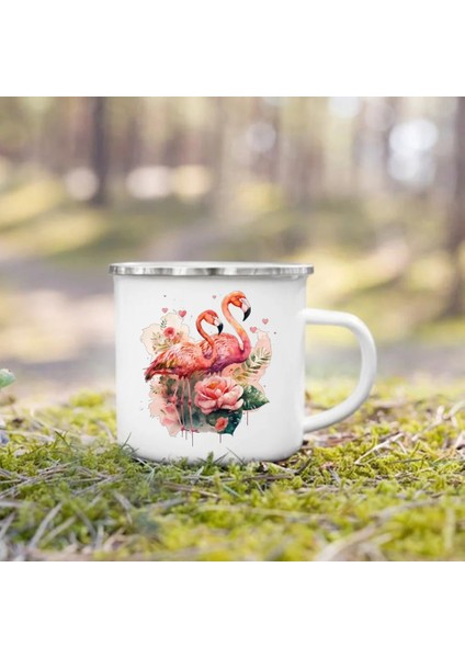 UXH237602-A015WH-8 360 ml Dinozor At Çiçek Baskı Emaye Kupa Yaratıcı Kahve Içecekler Bardak Kamp Kamp Ateşi Bardak Kolu Kupa Çocuklar Için Hediyeler Aile Arkadaşı (Yurt Dışından)