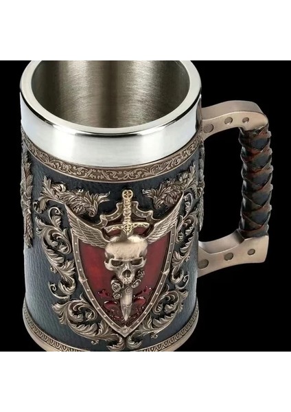 450 ml 201-300 ml Kafatası Bira Kahve Kupa Paslanmaz Çelik Viking Savaşçı Kafatası Bira Kupa Mekanik Dişli Boru Hattı Tasarımı Bira Stein Tankard Içecek Fincan (Yurt Dışından)