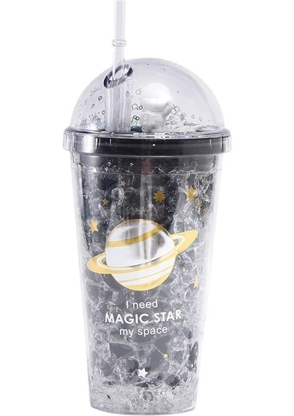 C 500 ml 500 ml Yaratıcı Buzlu Kahve Fincanı Plastik Pipetli Içme Şişesi Uzay Tarzı Su Şişesi Çift Duvar Bardak Bardak Hediye Onun Için (Yurt Dışından)