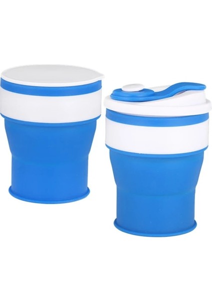 Mavi 450 ml Damlalık Seyahat Kupa Katlanır Bardak Sıkıştırılmış Katlanabilir Çay Kupa Kadın Silikon Yüksek Sıcaklığa Dayanıklı Kahve Kupa Seyahat Seyahat Kupa (Yurt Dışından)