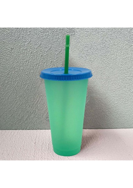 Gül Kırmızı Seyahat Kupa Yeniden Kullanılabilir Su Bardağı Termal Renk Değişikliği Içecek Su Sıcaklığına Duyarlı Soğuk Renk Değişimi Kahve Pipetli Bardak (Yurt Dışından)