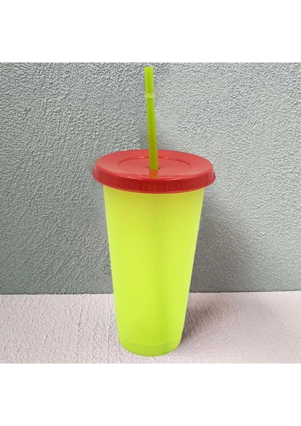 Gül Kırmızı Seyahat Kupa Yeniden Kullanılabilir Su Bardağı Termal Renk Değişikliği Içecek Su Sıcaklığına Duyarlı Soğuk Renk Değişimi Kahve Pipetli Bardak (Yurt Dışından)