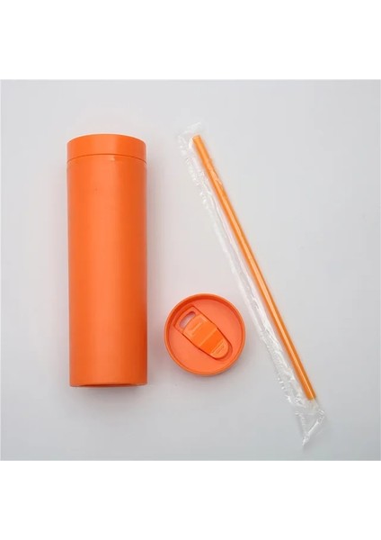 Renk 14 1pc 1pc 2 Adet 16OZ Kapaklı ve Samanlı Sıska Bardak Mat Bardak Yeniden Kullanılabilir Çift Duvar Plastik Soğuk Sıcak Içecekler Su Şişesi Bardakları (Yurt Dışından)