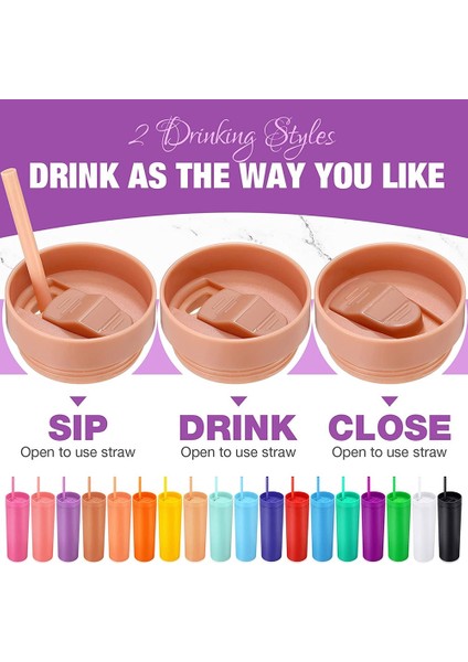 Renk 14 1pc 1pc 2 Adet 16OZ Kapaklı ve Samanlı Sıska Bardak Mat Bardak Yeniden Kullanılabilir Çift Duvar Plastik Soğuk Sıcak Içecekler Su Şişesi Bardakları (Yurt Dışından)