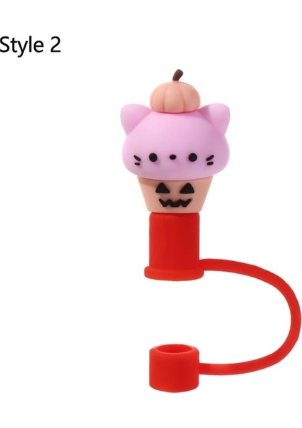 Stil 2-1 Sıçramaya Dayanıklı Karikatür Pipet Fişleri Silikon Toz Geçirmez Kapak Pipet Ucu Kapağı Şeftali Çiçek Sızdırmazlık Kapakları Drinkware Aksesuarları (Yurt Dışından)