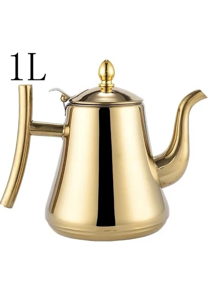 Gold-1l Yüksek Kaliteli Paslanmaz Çelik Çay Potu Cezve Filtresi ile Otel Restoran Indüksiyon Ocak Çay Su Isıtıcısı Su Potu 1l/1.5l (Yurt Dışından)