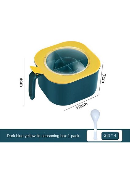 Sarı Baharat Kutusu 4 In 1 Kaşıklı Plastik Baharat Saklama Kutusuçok Bölmeli Bitki Baharat Kavanozları Tencere Çeşni Kutusu Mutfak Saklama Kabı (Yurt Dışından)
