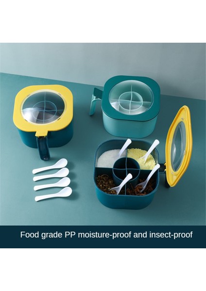 Sarı Baharat Kutusu 4 In 1 Kaşıklı Plastik Baharat Saklama Kutusuçok Bölmeli Bitki Baharat Kavanozları Tencere Çeşni Kutusu Mutfak Saklama Kabı (Yurt Dışından) fiyatları