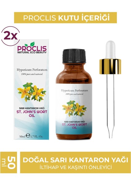 %100 Doğal Sarı Kantaron Yağı 50 ml 2 Adet