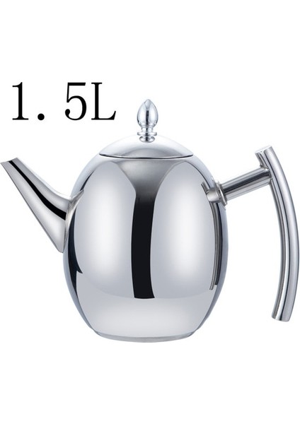 Gümüş 1.5l Yüksek Kaliteli Paslanmaz Çelik Çaydanlık Cezve Filtreli Otel Restoran Indüksiyon Ocak Çay Su Isıtıcısı Su Potu 1l/1.5l (Yurt Dışından)