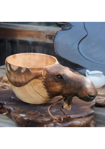 Yeşil Yenı Kauçuk Ahşap Su Bardağı Rakun Kurt Tilki Domuzu Geyik Balık Kafası 3D Stereo Mark Fincan Su Bardağı El Oyma Hayvan Kafası Fincan (Yurt Dışından)