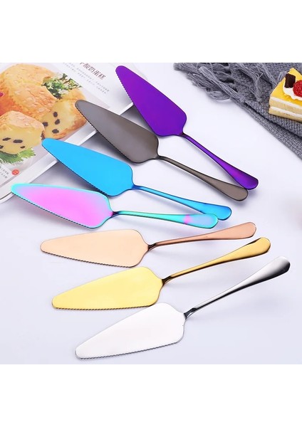Stil 4 Renk Tırtıklı Paslanmaz Çelik Kek Kürek Kek Bıçağı Kesici Pizza Kek Spatula Peynir Bıçağı Üçgen Pizza Kürek Pişirme Aracı (Yurt Dışından)