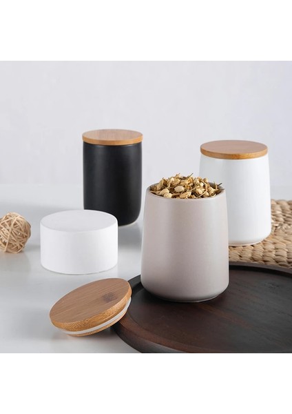 Gri-A Seramik Tank Mühürlü Saklama Kutusu Kavanoz Baharat Kahve Depolama Şişesi Ahşap Kapaklı Konteyner Seti Tahıllar Mutfak Aksesuarları (Yurt Dışından) fiyatları