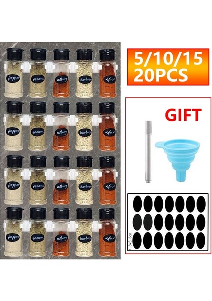 Lv-B 5/10/15/20 Adet Kavanoz Baharat Tuzluk Baharat Kabı Seti Baharat Organizatör Plastik Barbekü Çeşni Mutfak Gadget Aracı (Yurt Dışından) indirimleri