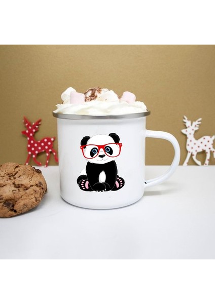 XH372-A015WH-8 360ML Sevimli Panda Baskı Emaye Yaratıcı Kahve Çay Su Bardakları Içecekler Tatlı Kahvaltı Süt Kupası Kawaii Kupalar Kolu Drinkware En Iyi Hediyeler (Yurt Dışından)