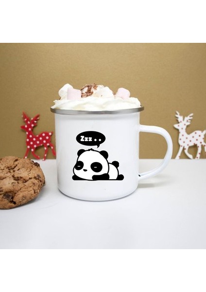 XH372-A015WH-8 360ML Sevimli Panda Baskı Emaye Yaratıcı Kahve Çay Su Bardakları Içecekler Tatlı Kahvaltı Süt Kupası Kawaii Kupalar Kolu Drinkware En Iyi Hediyeler (Yurt Dışından)
