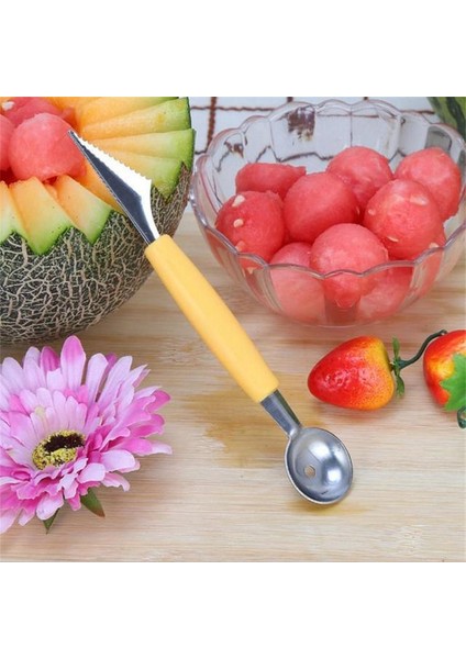Sarı Meyve Topu Seçici Ağırlık: 25G Çok Amaçlı Paslanmaz Çelik Kazma Kaşık Karpuz Kaşık Mutfak Aletleri Meyve Tabağı Araçları (Yurt Dışından)