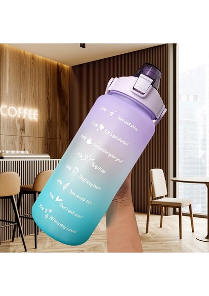 A-Frosted-01 2000ML 2 Litre Su Şişesi Plastik Bardaklar Açık Seyahat Motivasyon Içme Şişesi Spor Su Şişesi Zaman Işaretleyici Etiket Bardaklar ile (Yurt Dışından)