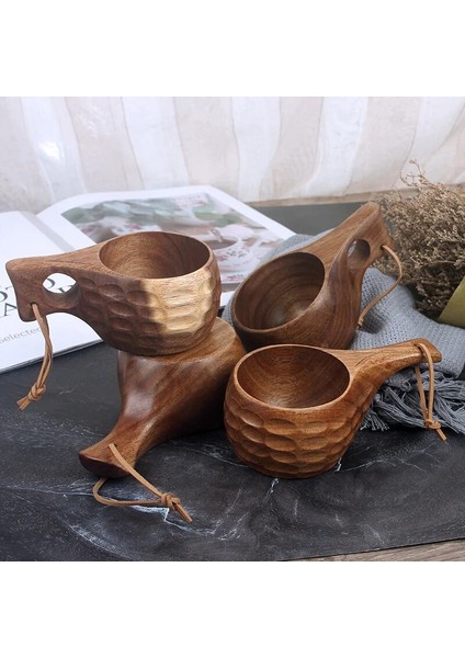 D 201-300 ml Finlandiya Ahşap Kupa Kamp Su Bira Kahve Fincanı Yürüyüş Piknik Sofra Kase Açık Iskandinav Akasya Kauçuk Ahşap Kupalar Bushcraft (Yurt Dışından)