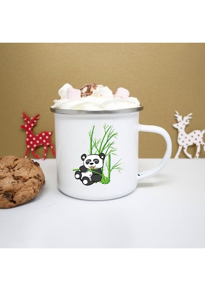 XH372-A015WH-8 360ML Sevimli Panda Baskı Emaye Yaratıcı Kahve Çay Su Bardakları Içecekler Tatlı Kahvaltı Süt Kupası Kawaii Kupalar Kolu Drinkware En Iyi Hediyeler (Yurt Dışından)